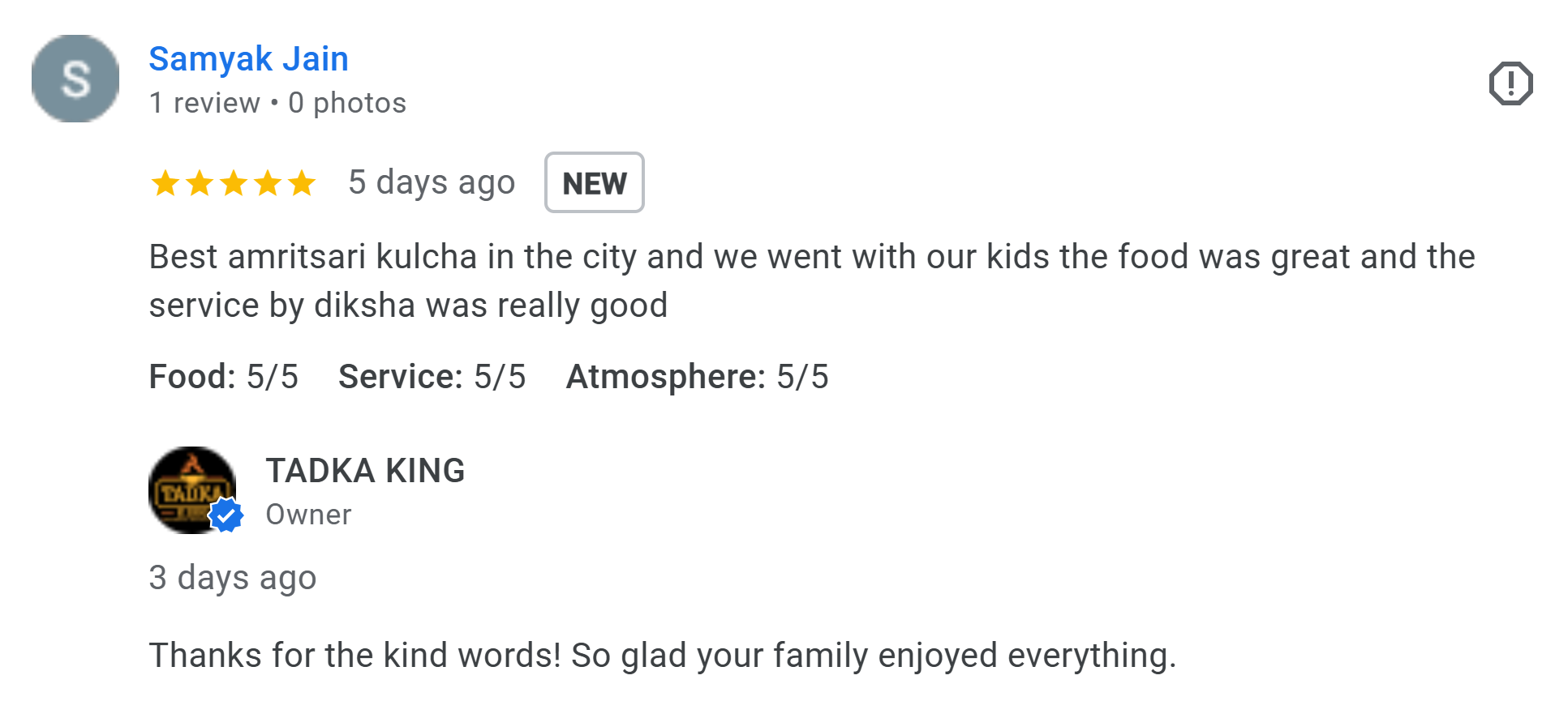 Customer Samayak jain review