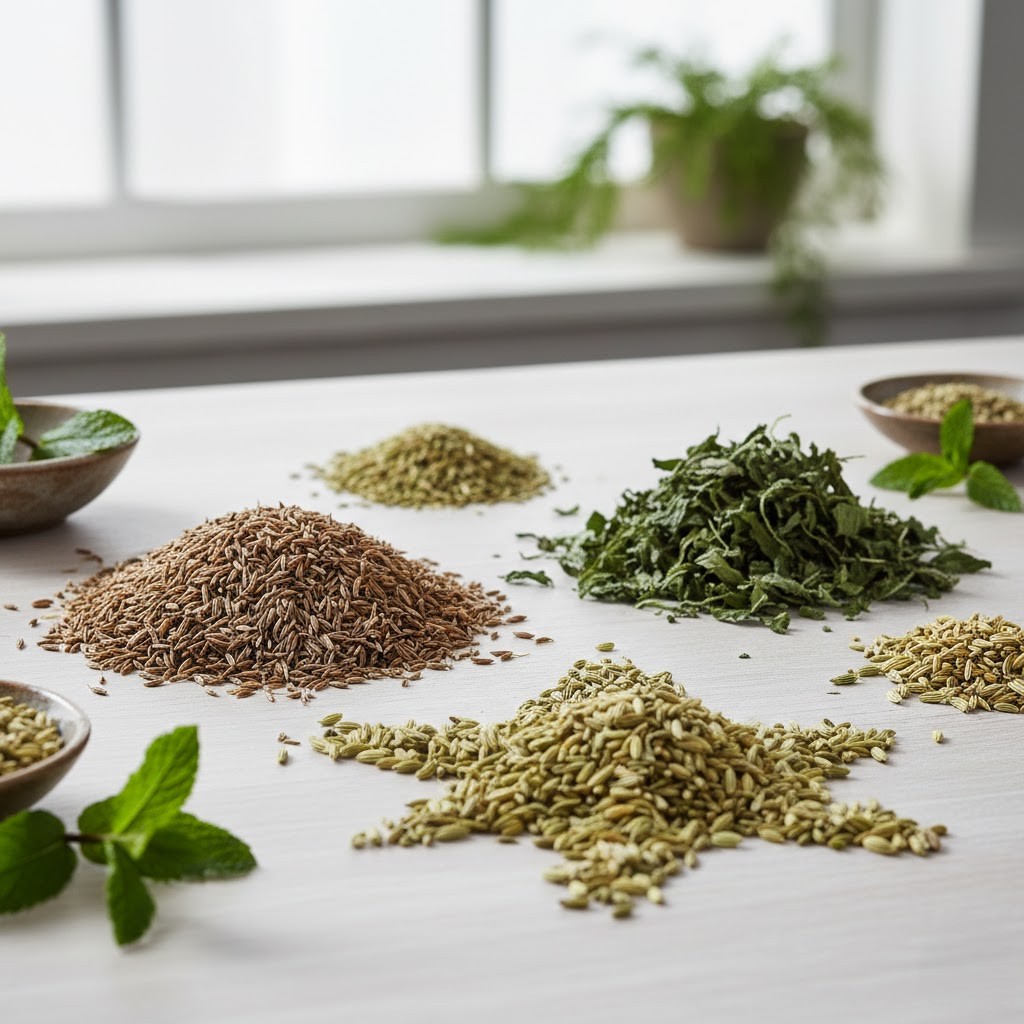 Cumin, mint, and fennel